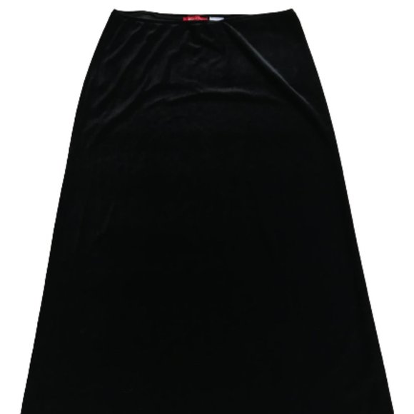 Anne Klein Red Label Stretchy Waistband Black Velvet Midi Skirt Sz Med - Picture 5 of 8
